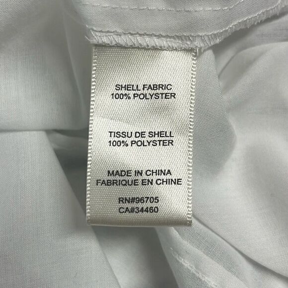 Rebecca Taylor Womens Large Voile Plisse Button Front Statement Blouse White - Picture 9 of 11